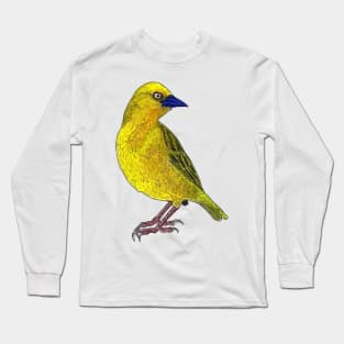 Holub&#39;s African Golden Weaver Bird Illustration Long Sleeve T-Shirt